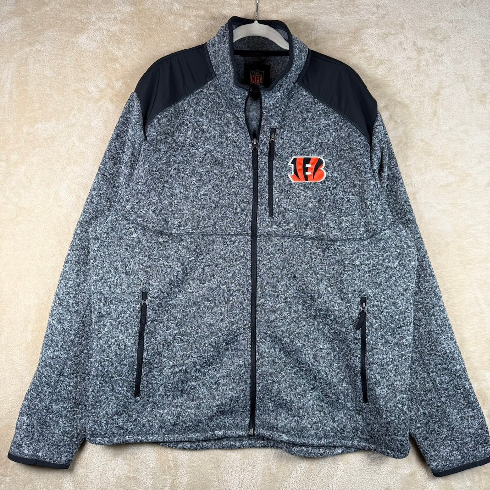 Cincinnati Bengals NFL Fleece Full Zip Up Jacket Men's‎ XXL Black Orange NFL